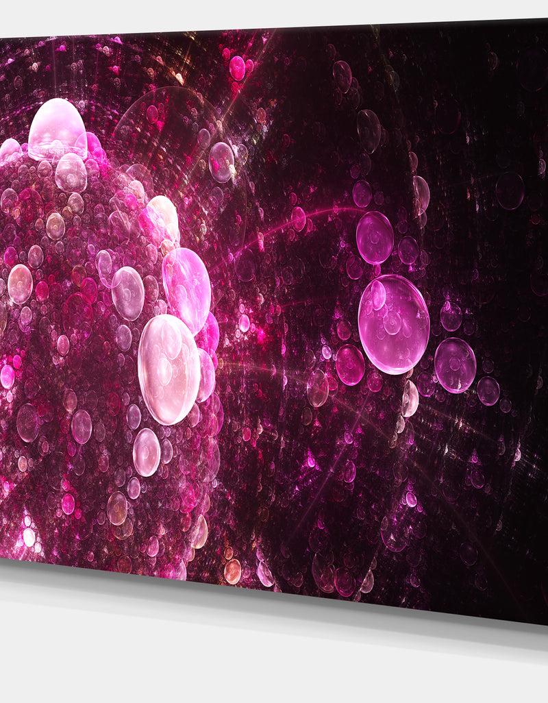 DesignQ Pink On Black World Bubbles - Extra Large Floral Canvas Art Print