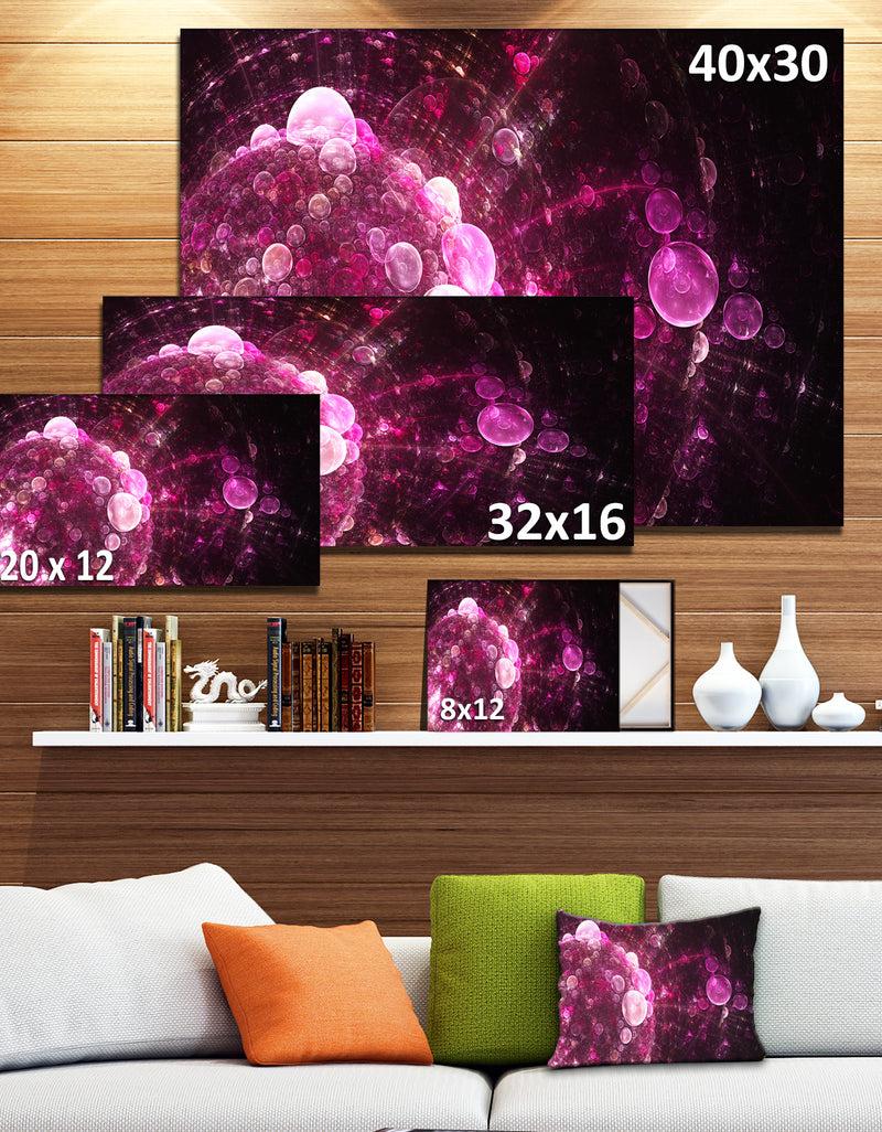DesignQ Pink On Black World Bubbles - Extra Large Floral Canvas Art Print