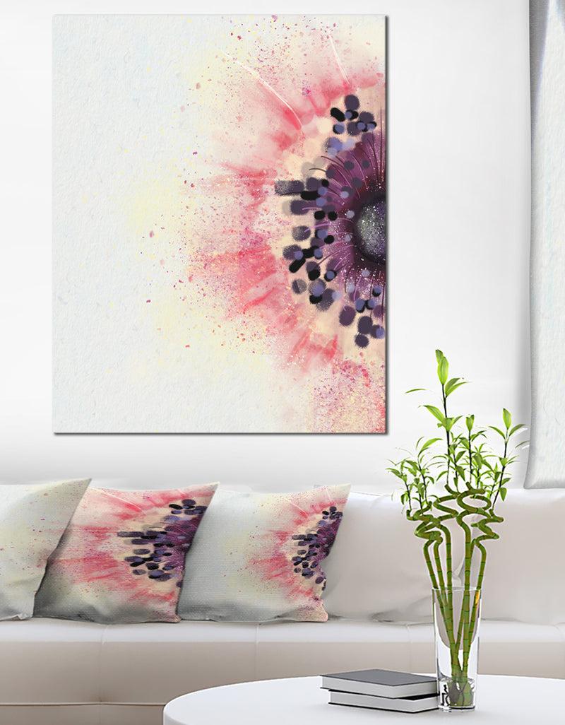 DesignQ Pink Purple Abstract Flower Sketch - Floral Canvas Artwork Print