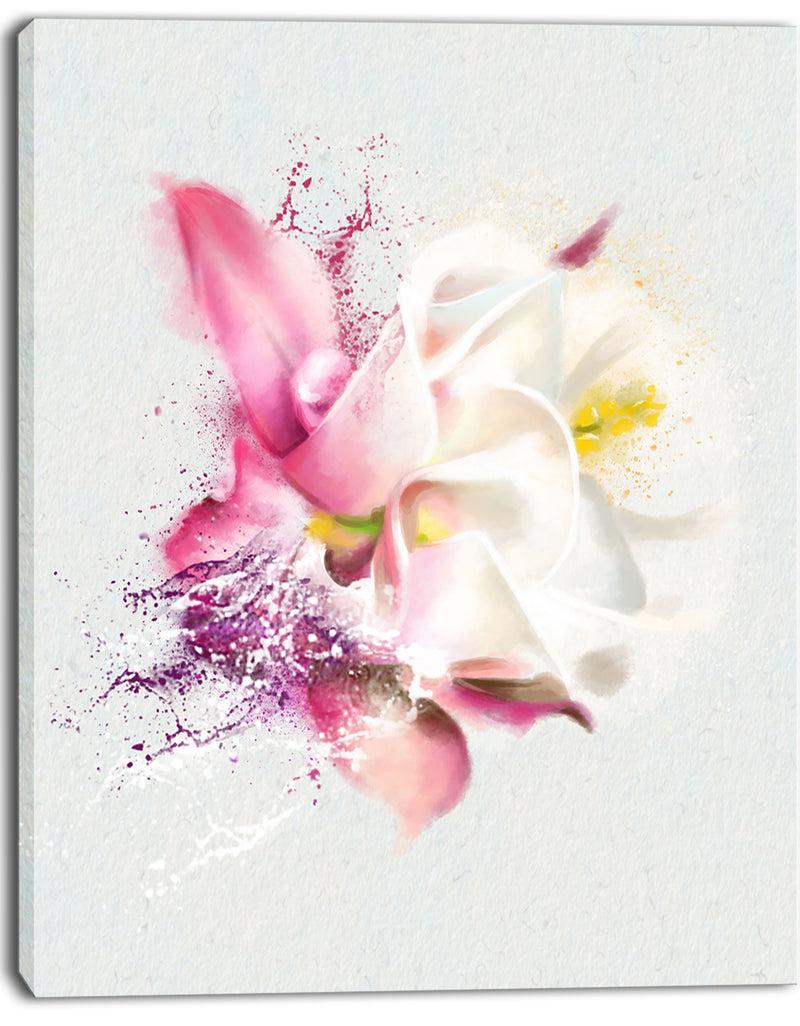 DesignQ Pink Rose Watercolor Illustration - Floral Canvas Artwork Print