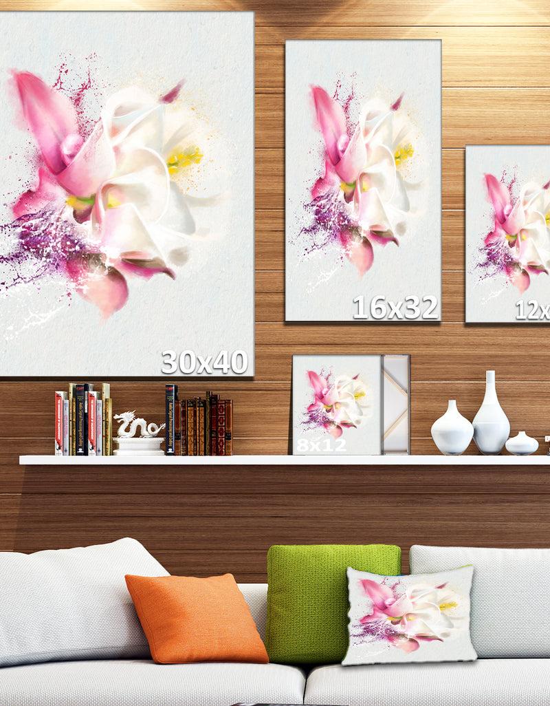 DesignQ Pink Rose Watercolor Illustration - Floral Canvas Artwork Print
