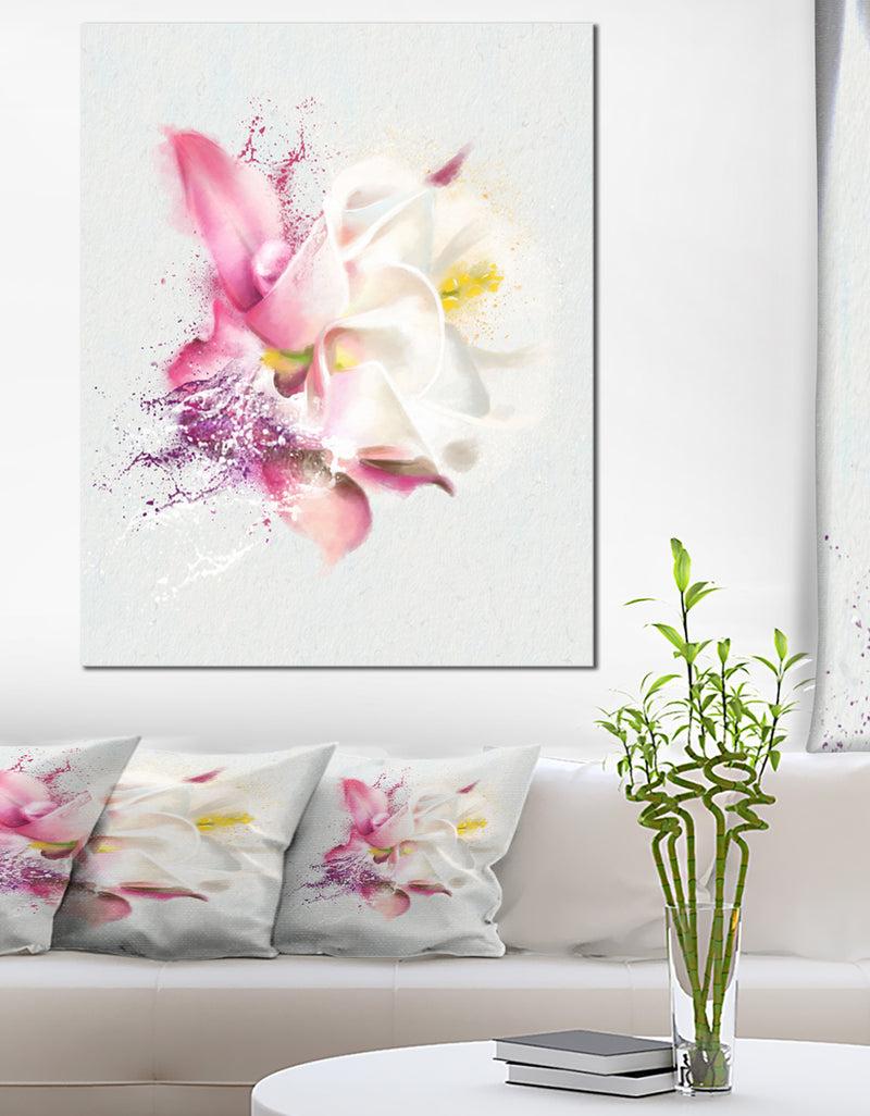 DesignQ Pink Rose Watercolor Illustration - Floral Canvas Artwork Print