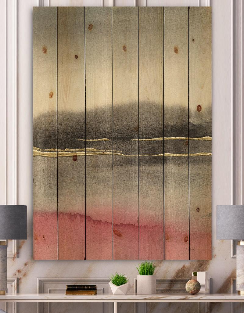 DesignQ Pink Shabby Storm II - Shabby Chic Print on Natural Pine Wood