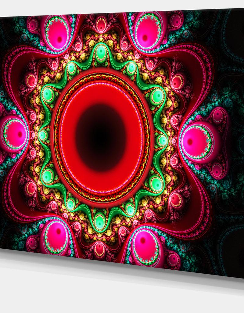 DesignQ Pink Wavy Curves And Circles - Large Wall Art On Canvas