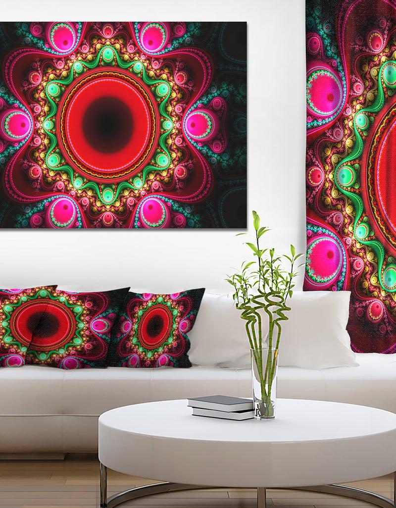 DesignQ Pink Wavy Curves And Circles - Large Wall Art On Canvas