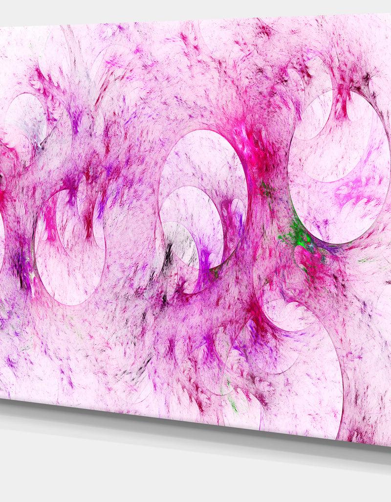DesignQ Pink White Fractal Glass Texture - Abstract Artwork On Canvas