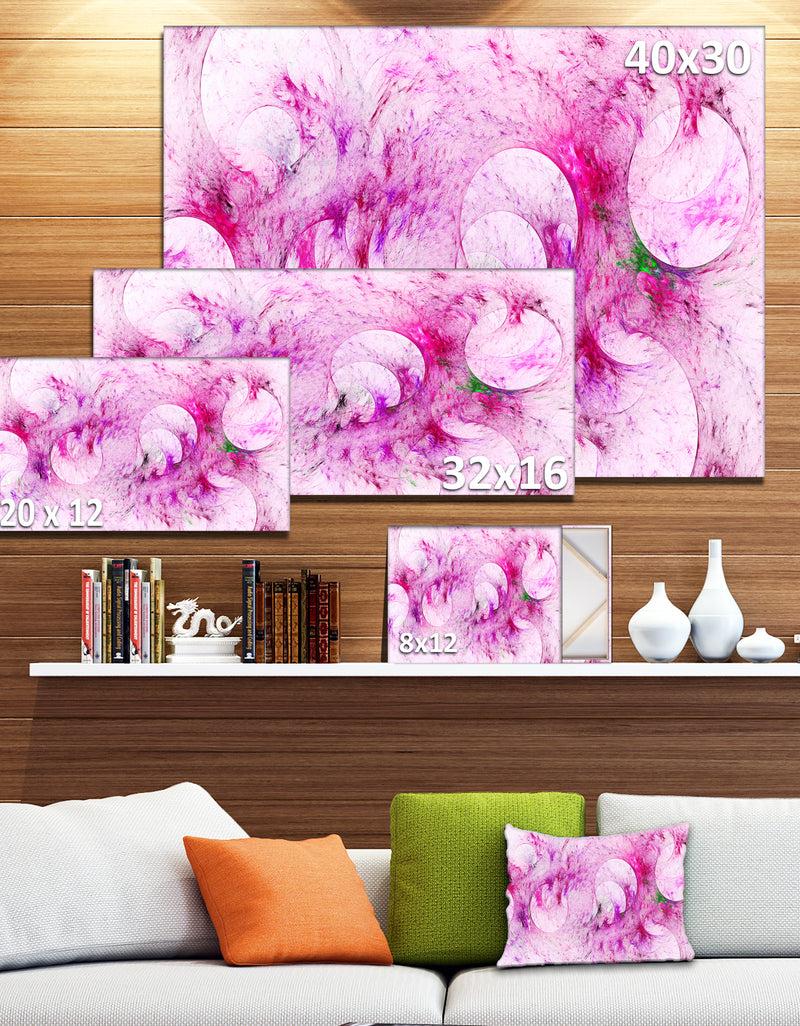 DesignQ Pink White Fractal Glass Texture - Abstract Artwork On Canvas