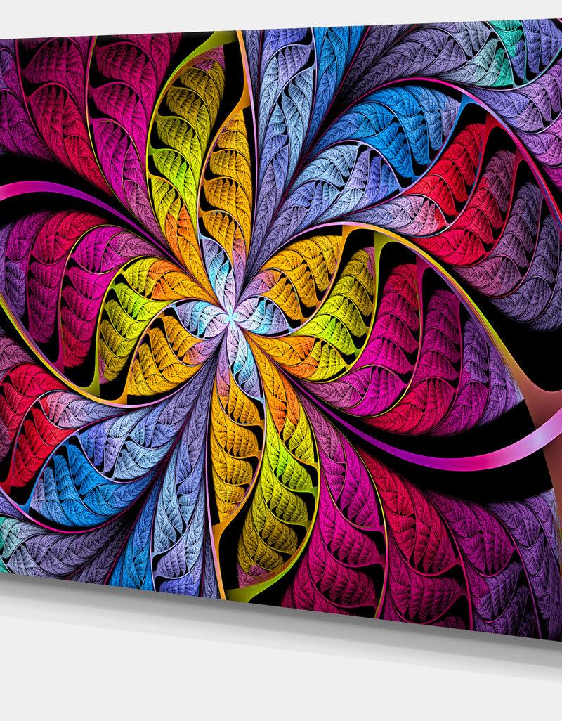 DesignQ Pink Yellow Fractal Stained Glass - Large Wall Art On Canvas