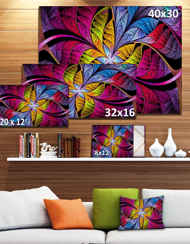 DesignQ Pink Yellow Fractal Stained Glass - Large Wall Art On Canvas