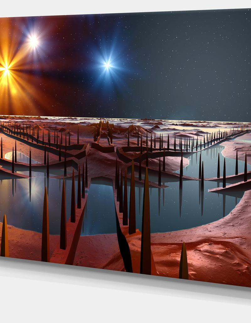DesignQ Planet Of Souls Alien Land - Extra Large Landscape Canvas Art Print