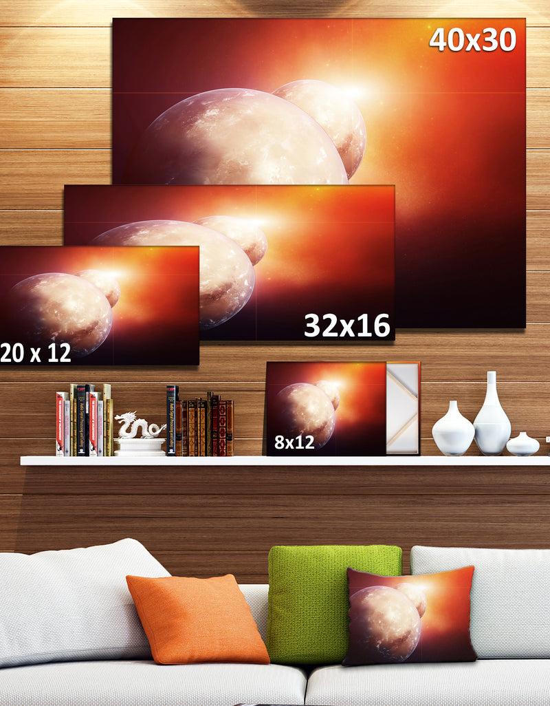DesignQ Planets With Rising Star - Modern Spacescape Canvas Print