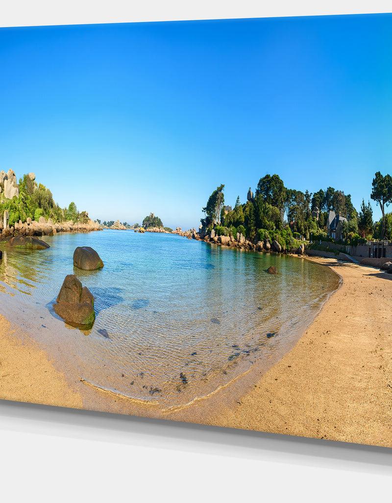 DesignQ Ploumanach Rocks And Beach Morning - Oversized Landscape Wall Art Print