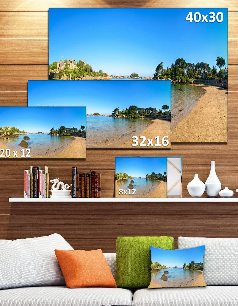 DesignQ Ploumanach Rocks And Beach Morning - Oversized Landscape Wall Art Print