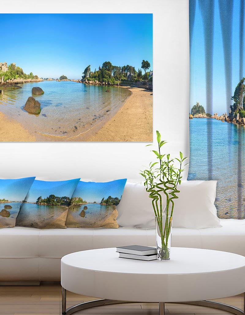 DesignQ Ploumanach Rocks and Beach Morning - Oversized Landscape Wall Art Print