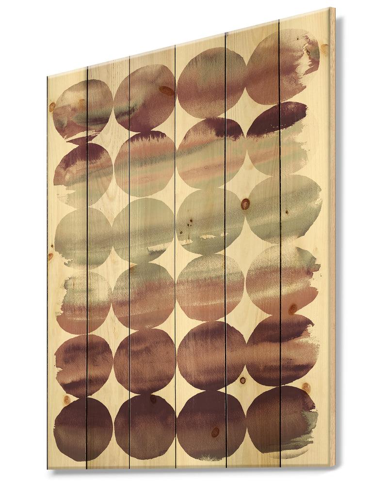 DesignQ Plum Dots Minimal Geometric I - Transitional Print On Natural Pine Wood