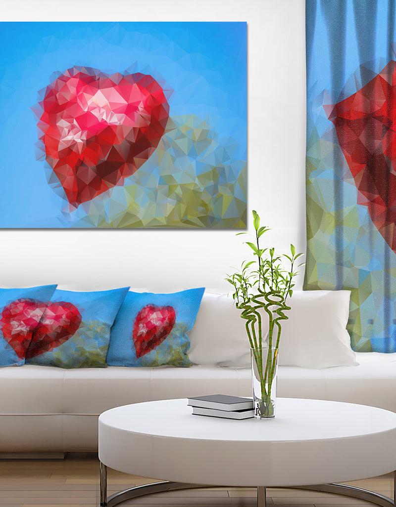 DesignQ Polygonal Heart against Blue Sky - Large Glossy Canvas Art Print