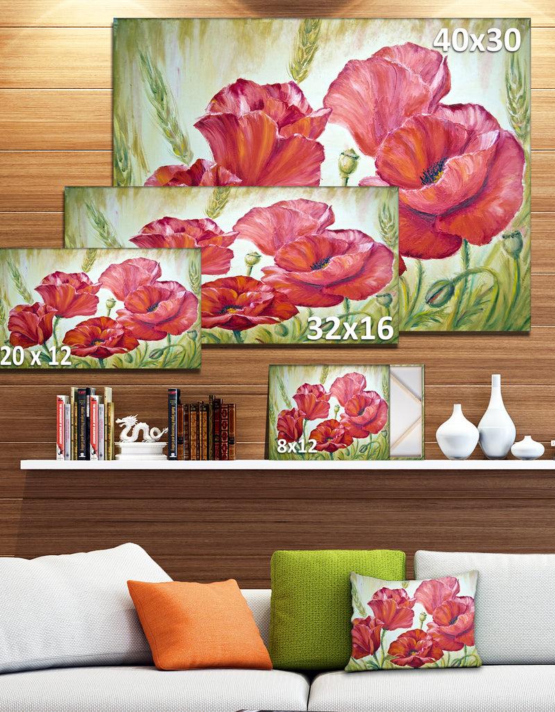 DesignQ Poppies In Wheat - Large Floral Wall Art Canvas