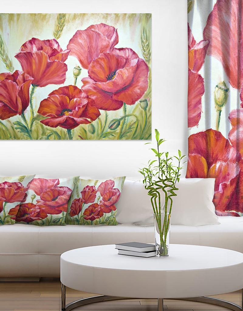DesignQ Poppies in Wheat - Large Floral Wall Art Canvas