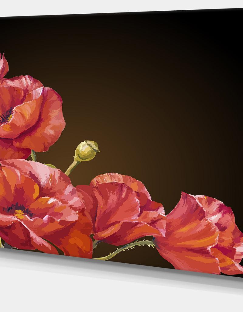 DesignQ Poppy Flowers Vector Art - Floral Canvas Artwork