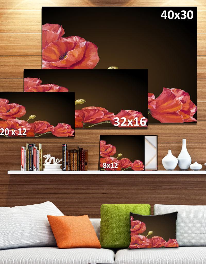 DesignQ Poppy Flowers Vector Art - Floral Canvas Artwork