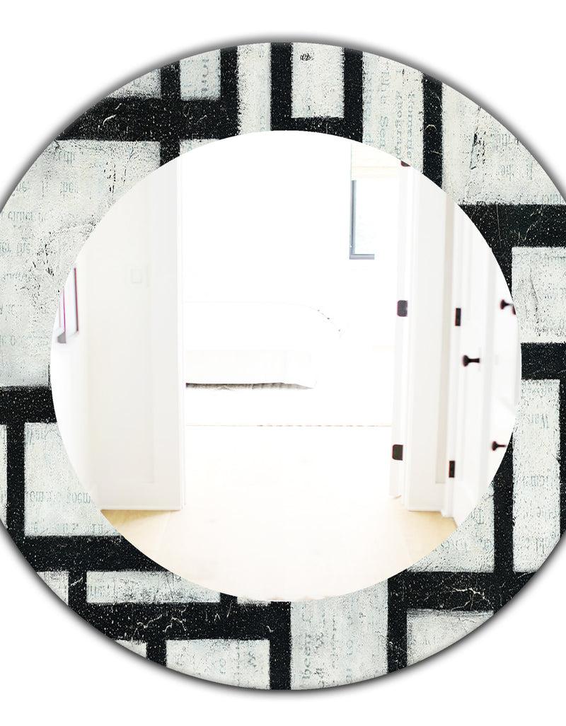 DesignQ Porch & Den 'Black And White Labyrinth Geometric - Mid-Century Mirror