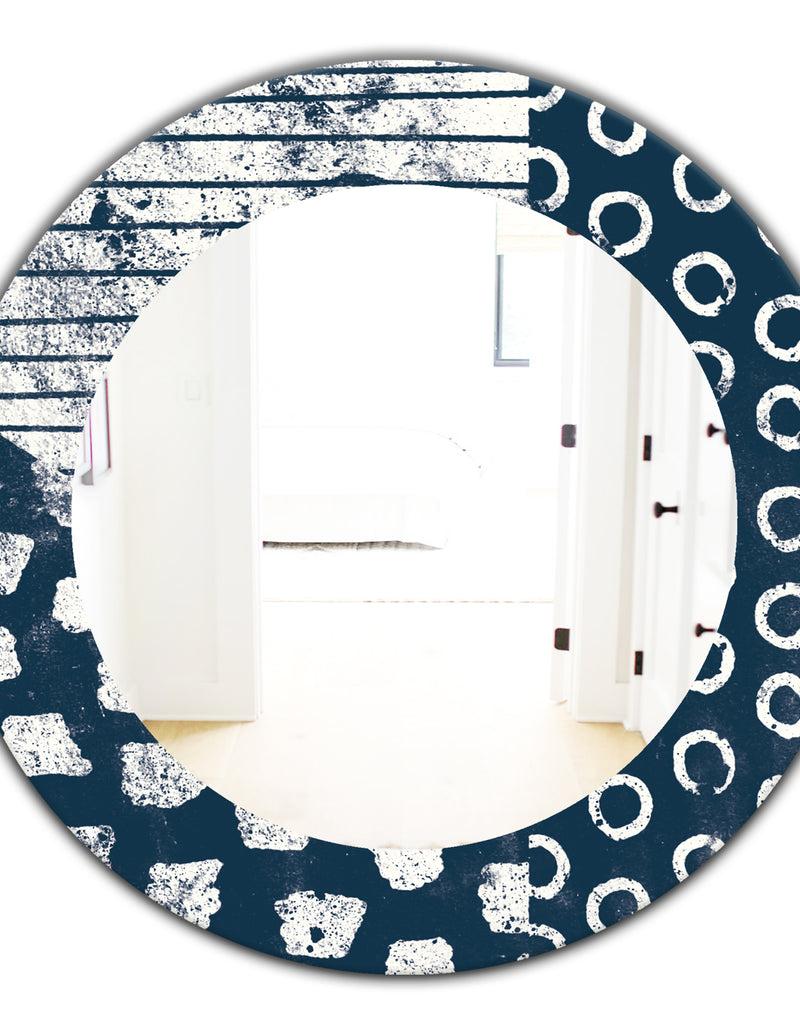 DesignQ Porch & Den Dane Indigo Stripe And Circle Frameless Mirror