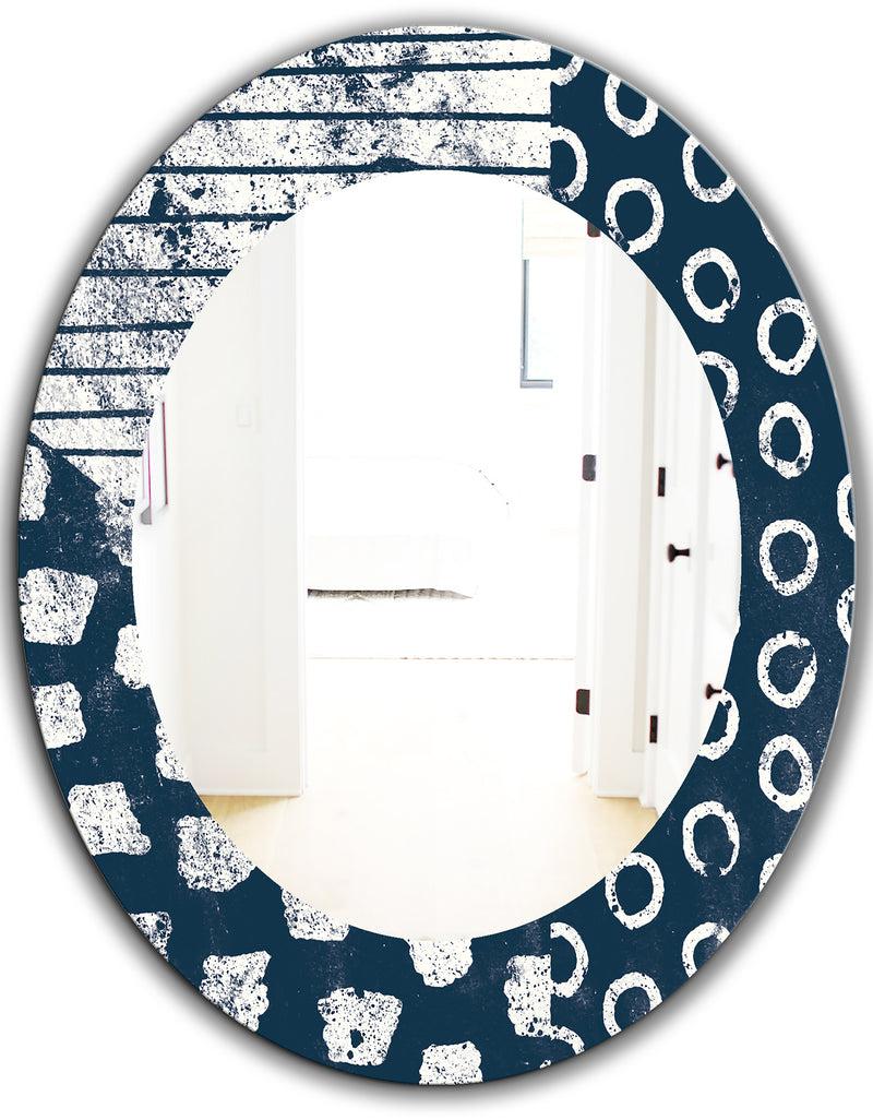 DesignQ Porch & Den Dane Indigo Stripe And Circle Frameless Mirror