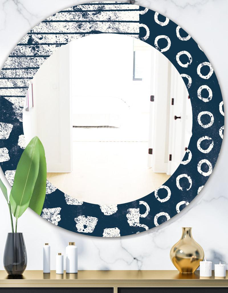 DesignQ Porch & Den Dane Indigo Stripe and Circle Frameless Mirror