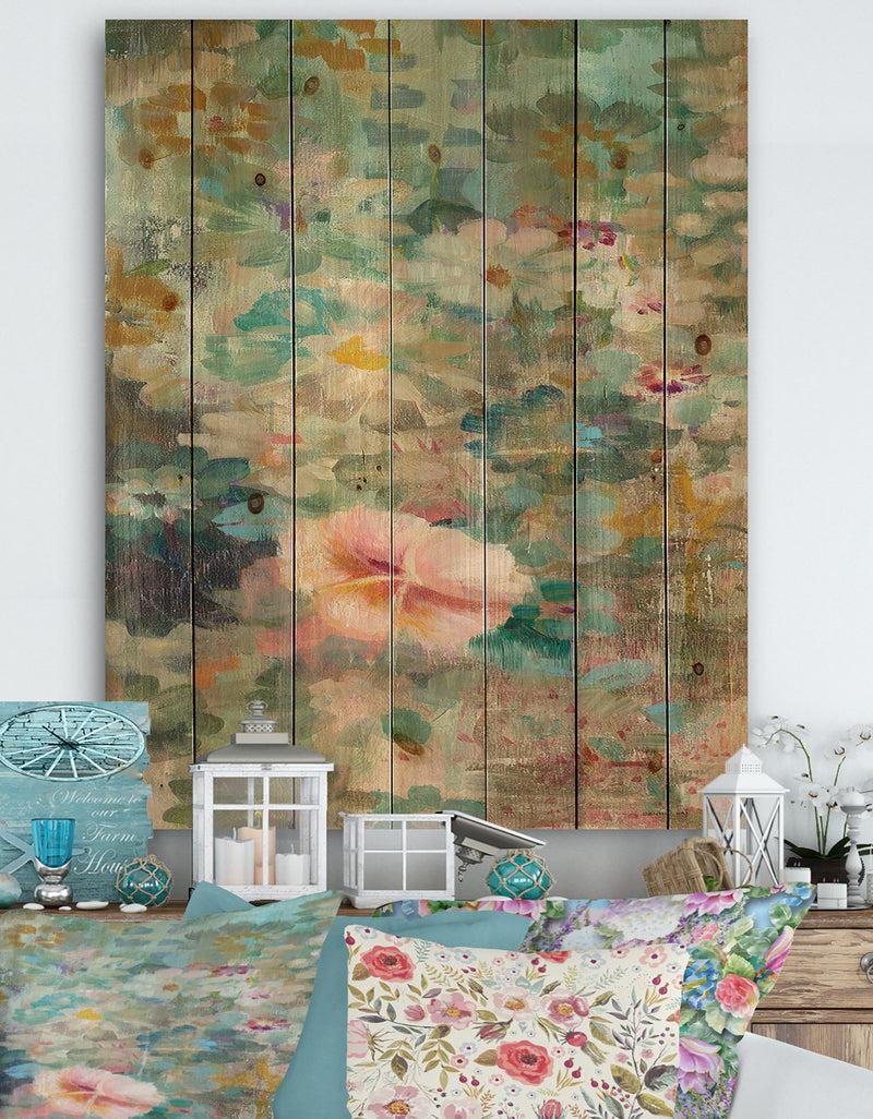 DesignQ Porch & Den Flower Shower II - Print on Natural Pine Wood