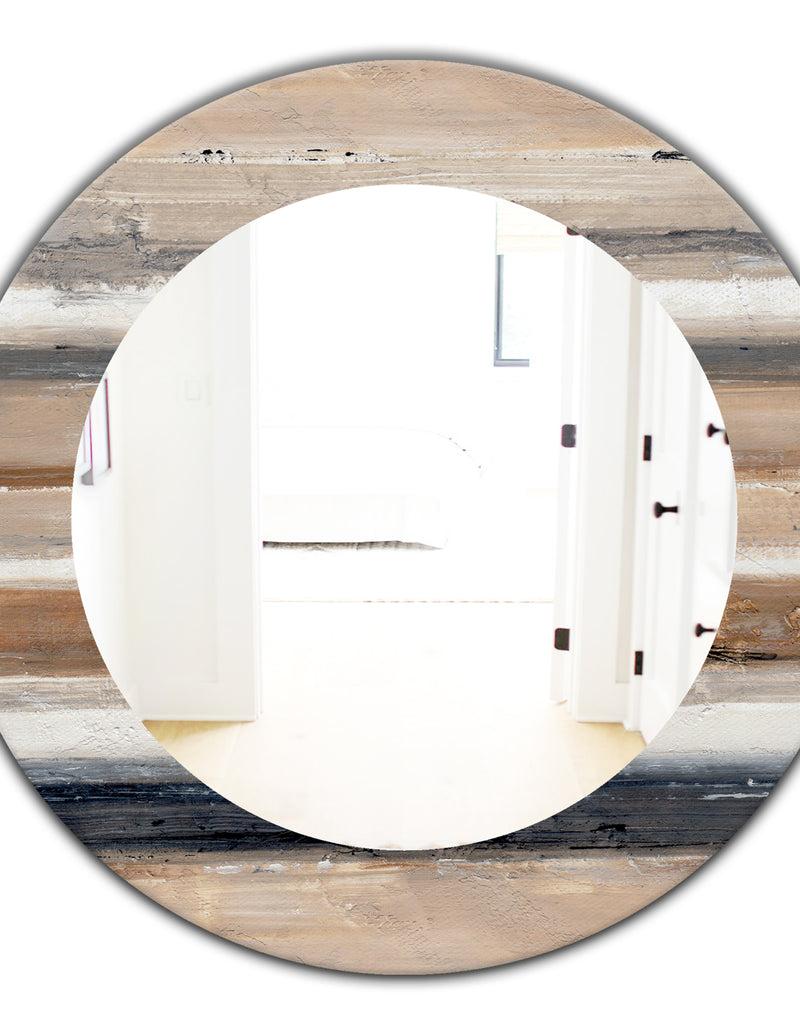 DesignQ Porch & Den 'Geometric Circle Natural Balance III - Mid-Century Mirror
