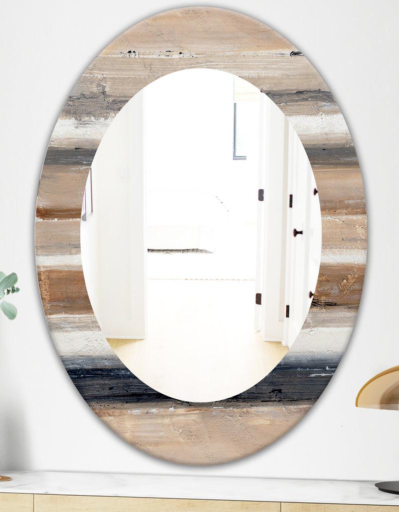 DesignQ Porch & Den 'Geometric Circle Natural Balance III - Mid-Century Mirror