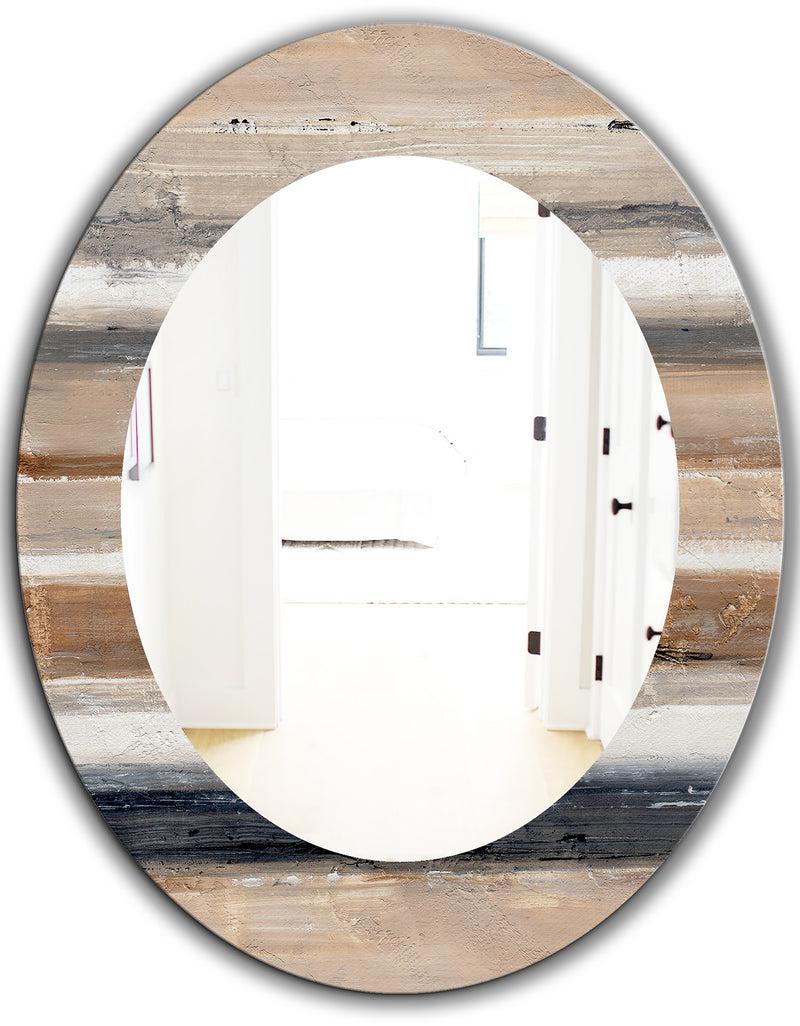 DesignQ Porch & Den 'Geometric Circle Natural Balance III - Mid-Century Mirror