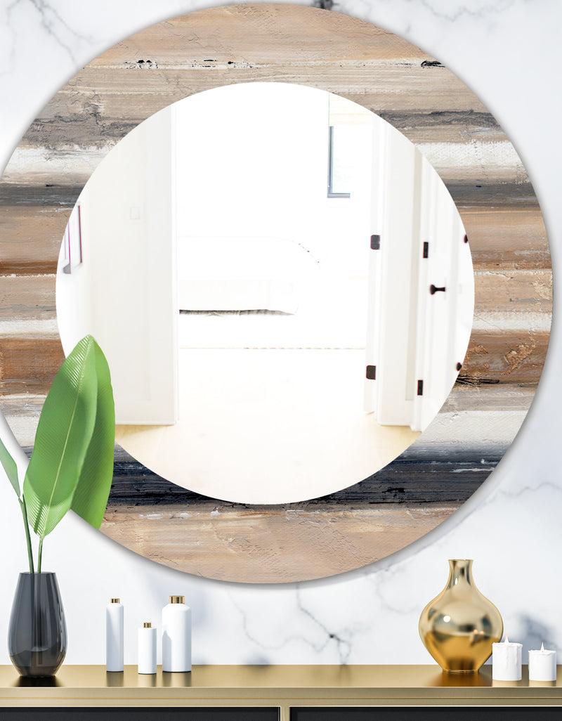 DesignQ Porch & Den 'Geometric Circle Natural Balance III - Mid-Century Mirror