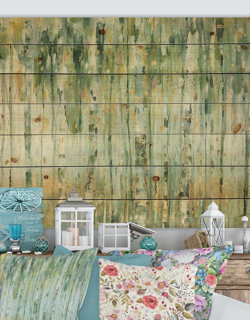 DesignQ Porch & Den Golden Birch Forest V - Print on Natural Pine Wood