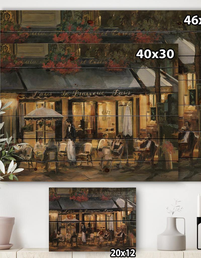 DesignQ Porch & Den La Brasserie Of Champs-elysees Paris - Print On Natural Pine Wood