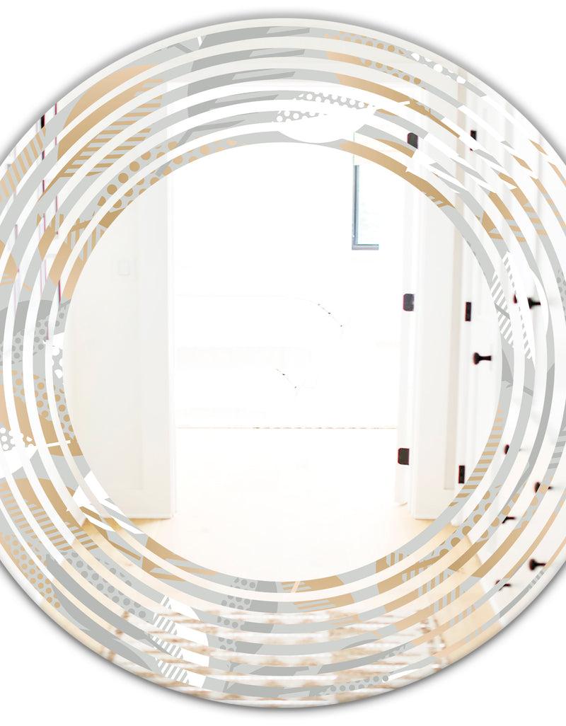 DesignQ Porch Den 'Luxury Geometric Fall Leaves Pattern - Wall Mirror