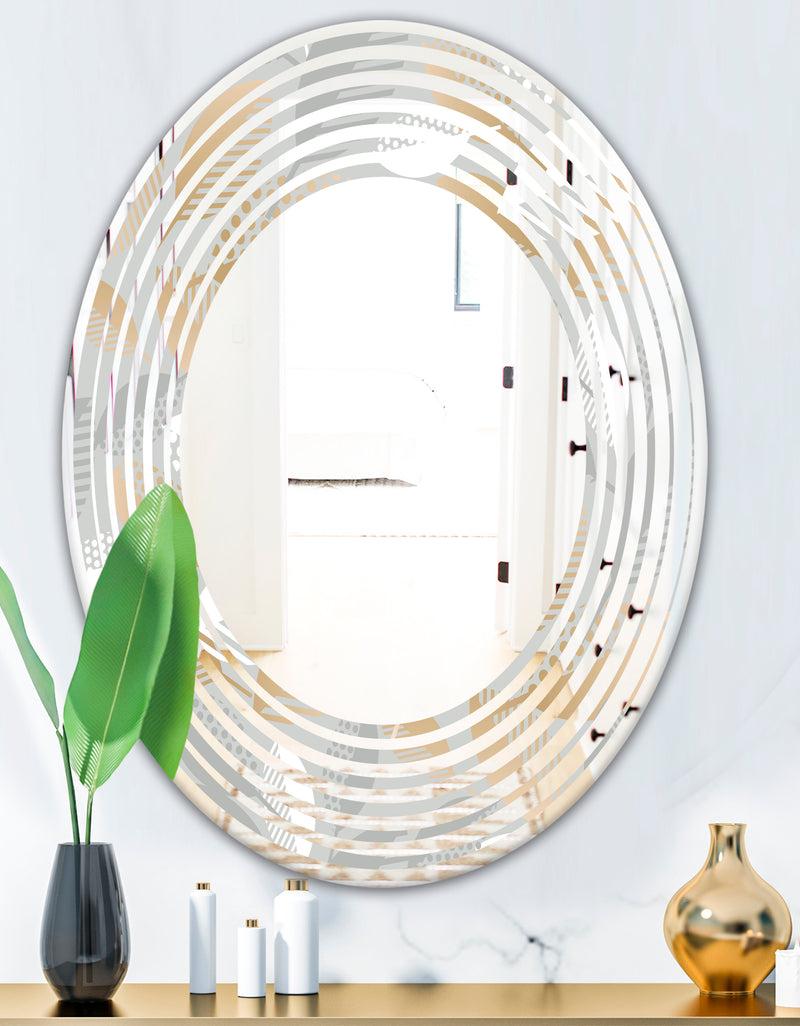 DesignQ Porch Den 'Luxury Geometric Fall Leaves Pattern - Wall Mirror