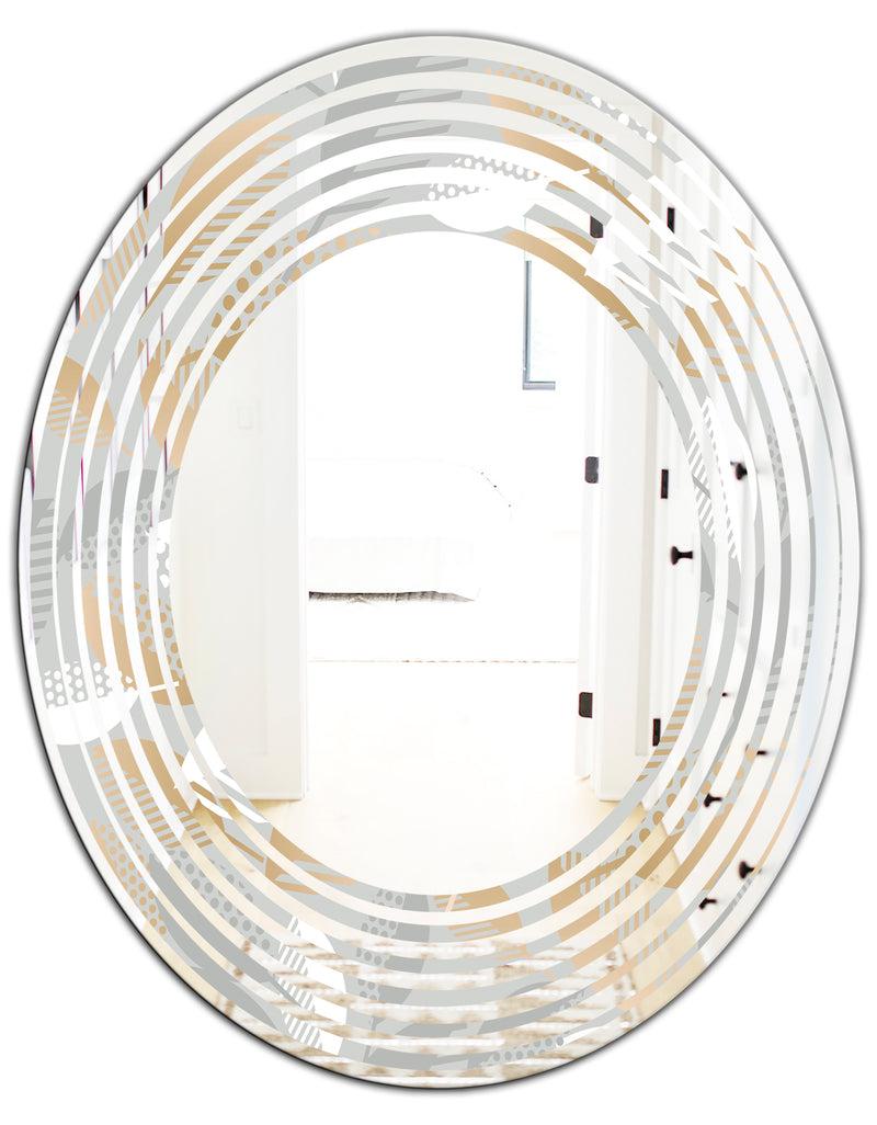 DesignQ Porch Den 'Luxury Geometric Fall Leaves Pattern - Wall Mirror