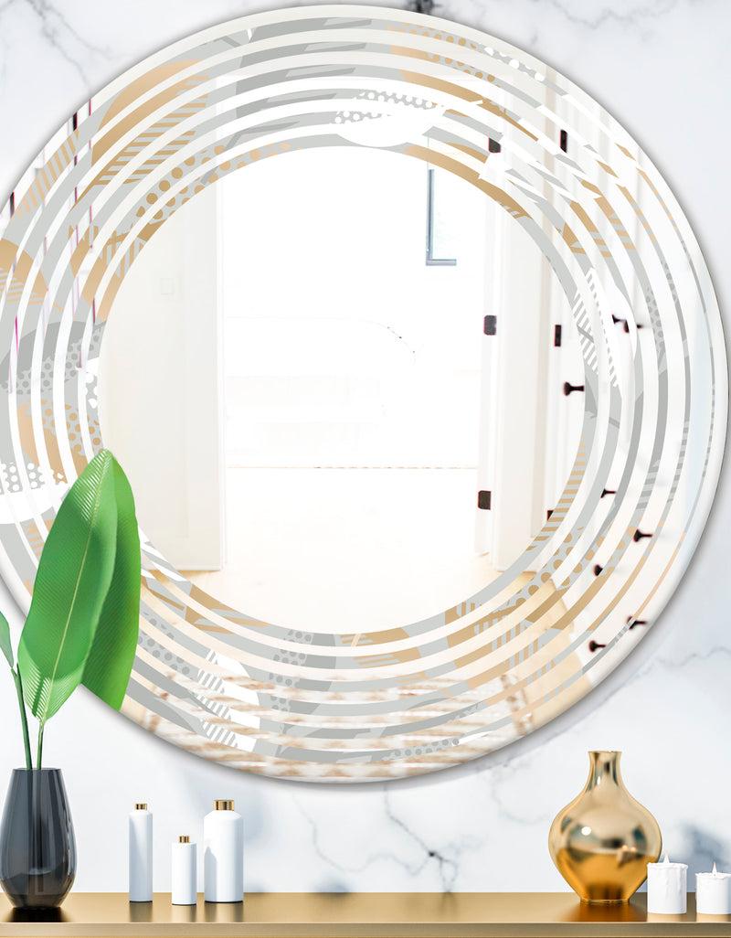 DesignQ Porch Den 'Luxury geometric Fall Leaves Pattern - Wall Mirror