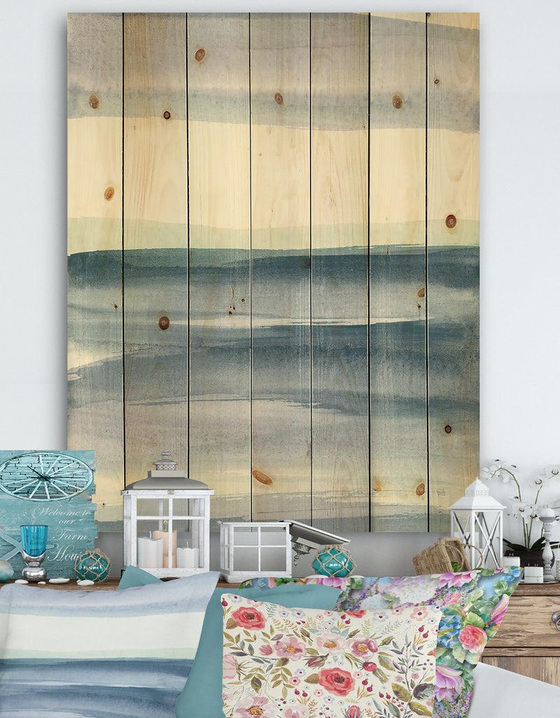 DesignQ Porch & Den Mint Indigo Dawn I - Farmhouse Print on Natural Pine Wood