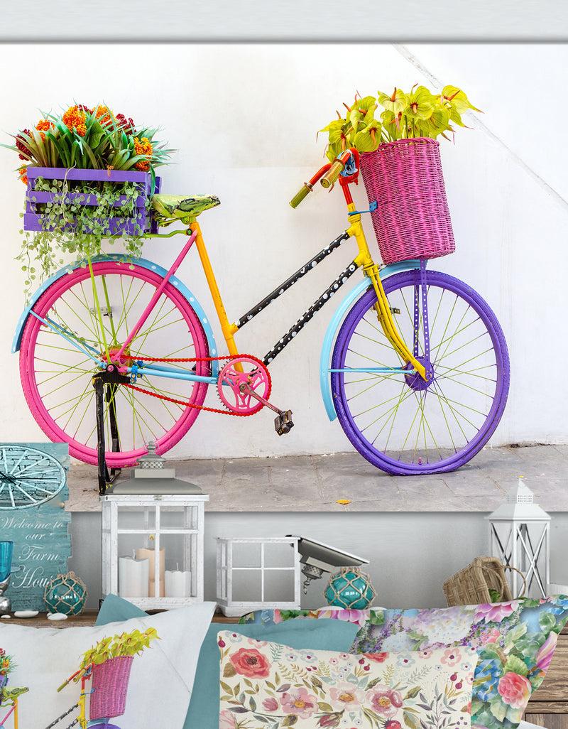 DesignQ Porch Den 'Retro Fancy Bicycle - Cottage Canvas Wall Art
