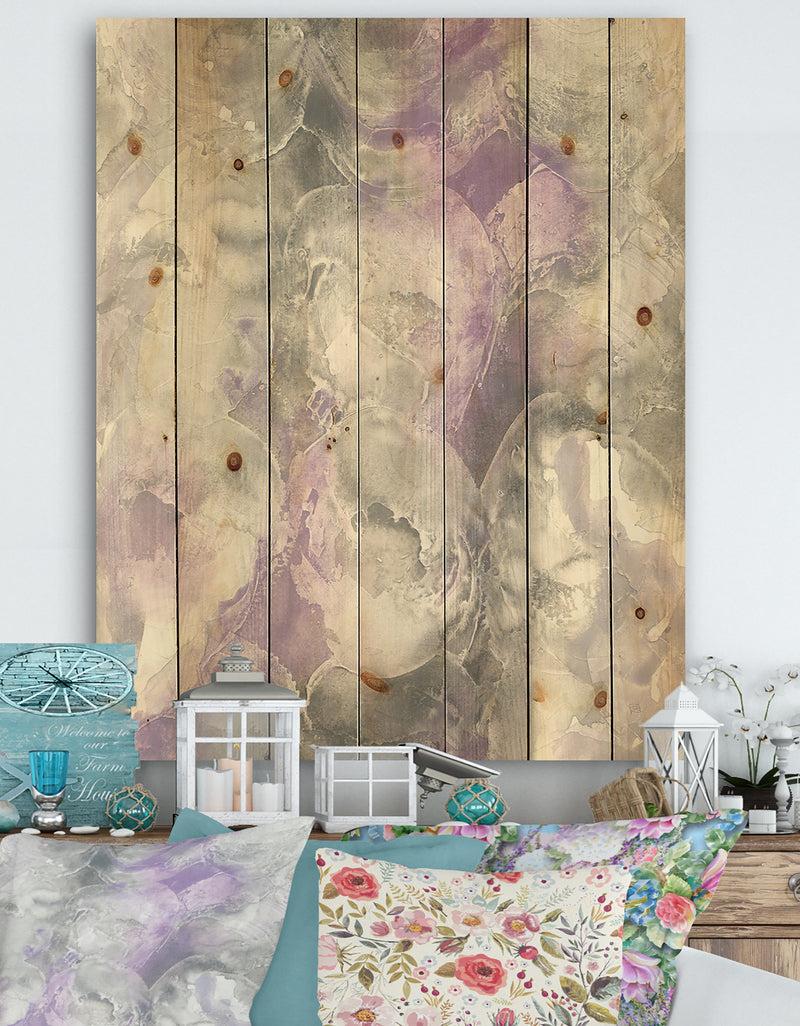 DesignQ Porch & Den Watercolor Minimal Purple Tones III - Farmhouse Print on Natural Pine Wood