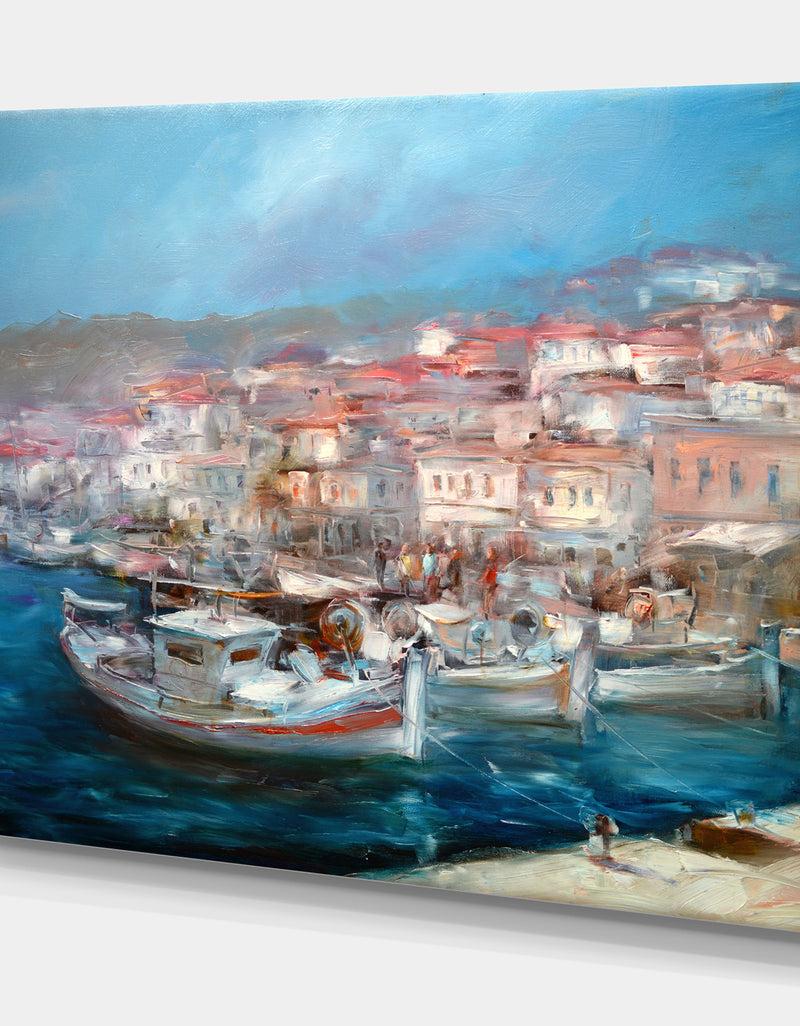 DesignQ Port In The City Of Venice Italy - Nautical Painting Print On Wrapped Canvas