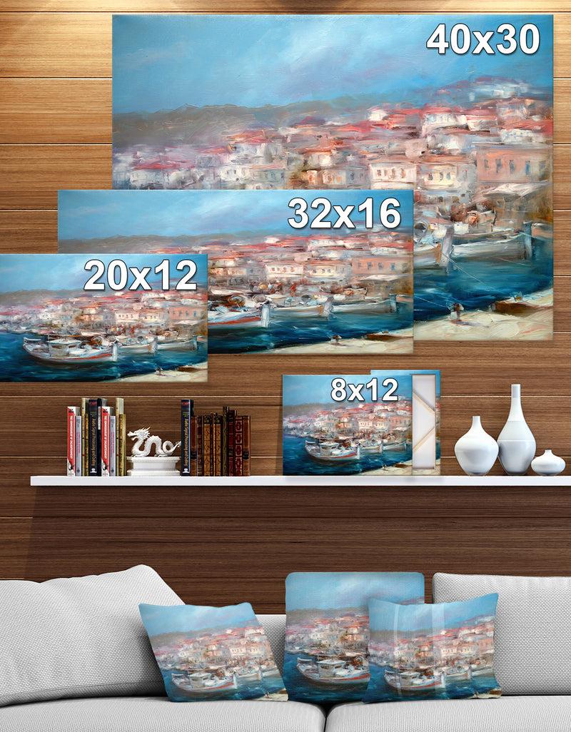 DesignQ Port In The City Of Venice Italy - Nautical Painting Print On Wrapped Canvas