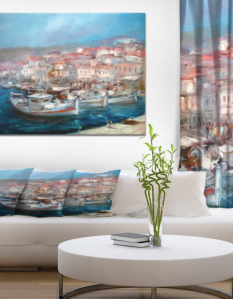 DesignQ Port in The City of Venice Italy - Nautical Painting Print on Wrapped Canvas
