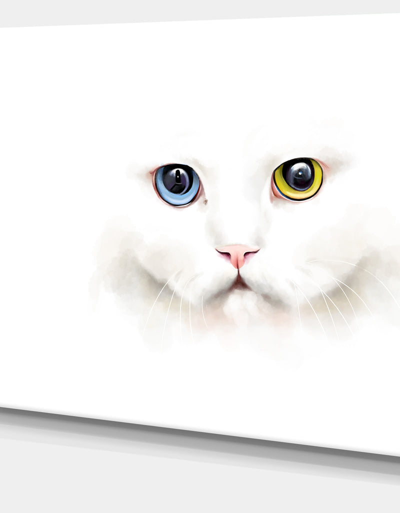 DesignQ Portrait Of Cute White Kitten - Large Animal Canvas Artwork
