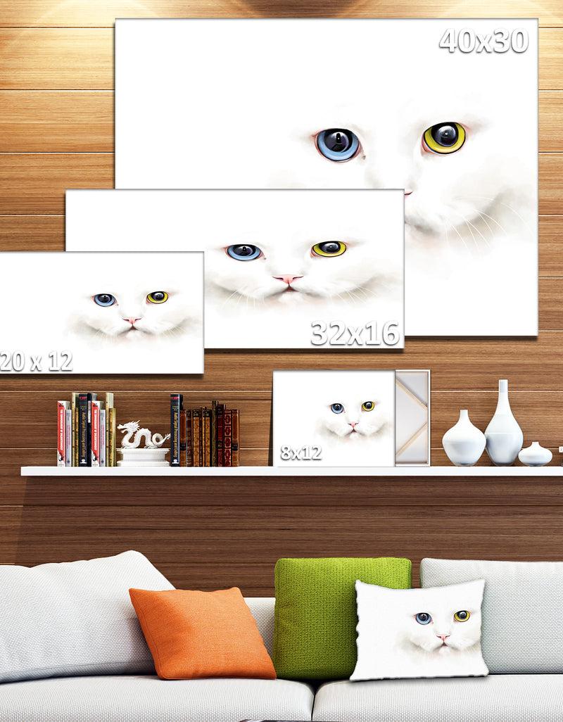 DesignQ Portrait Of Cute White Kitten - Large Animal Canvas Artwork