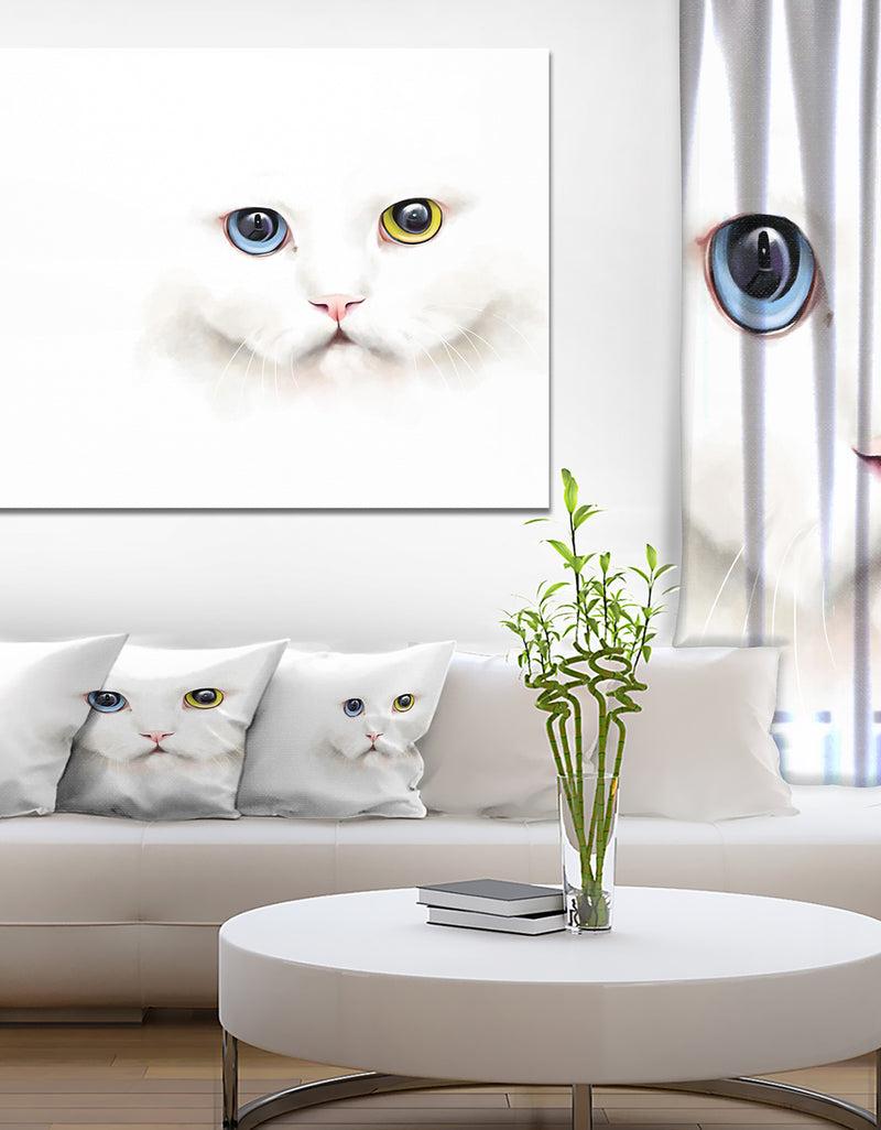 DesignQ Portrait Of Cute White Kitten - Large Animal Canvas Artwork