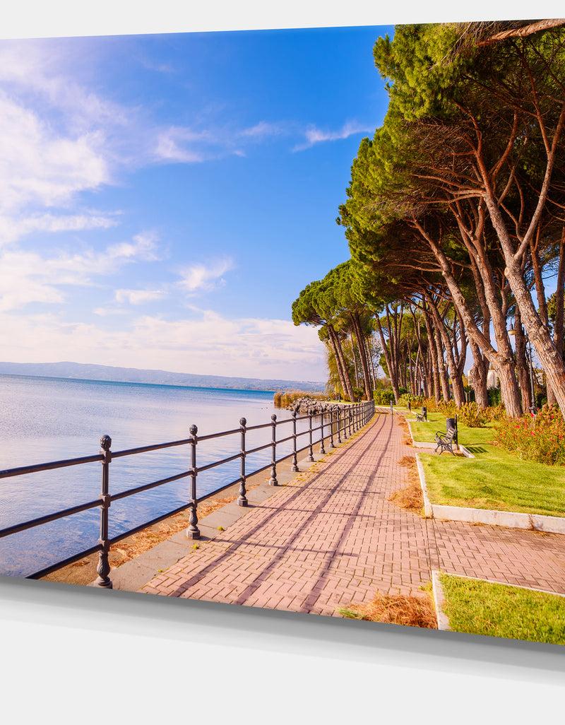 DesignQ Promenade And Pine Trees In Italy - Oversized Landscape Wall Art Print