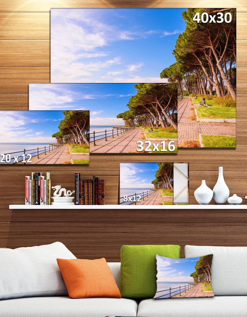 DesignQ Promenade And Pine Trees In Italy - Oversized Landscape Wall Art Print